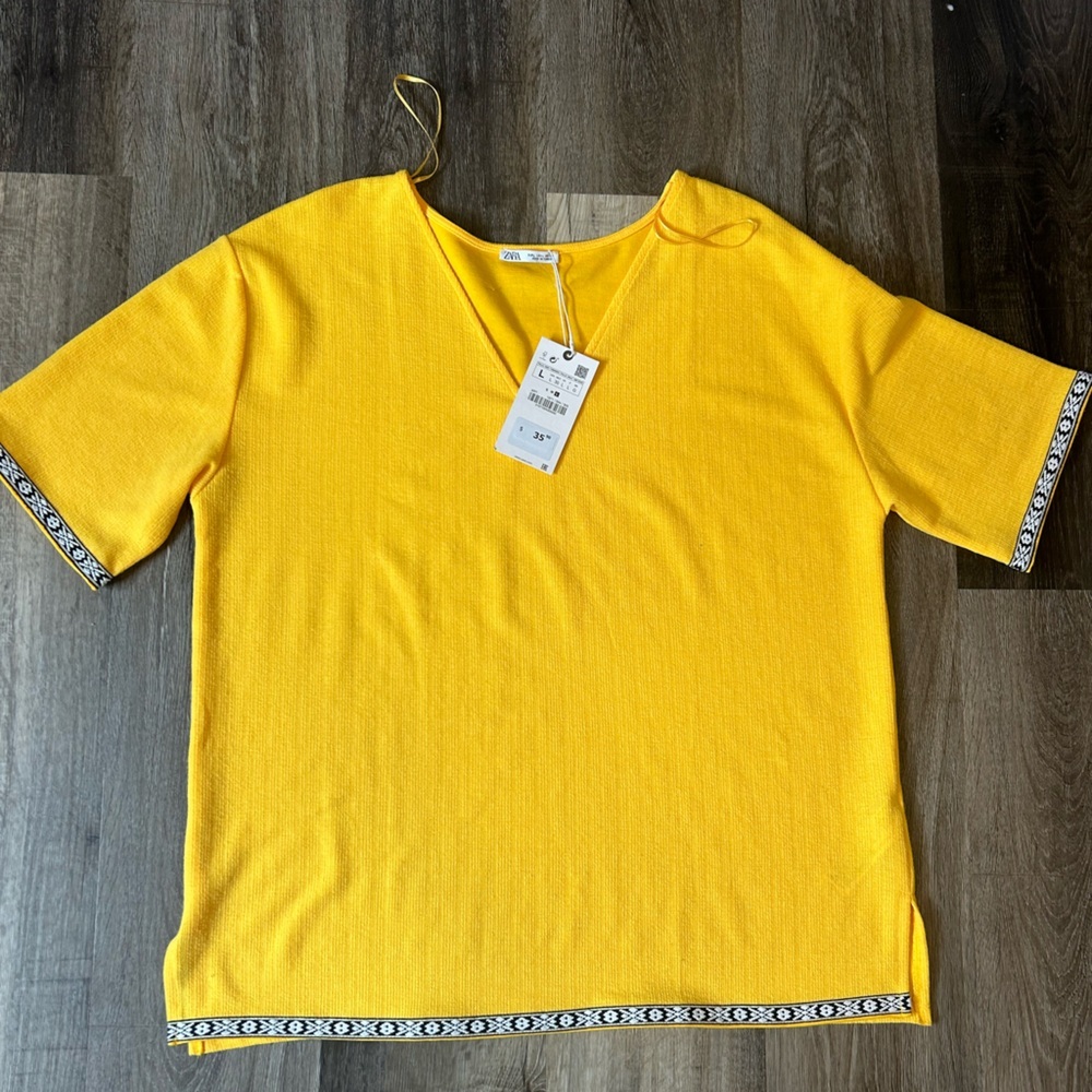 Zara new yellow oversized t shirt L/xl